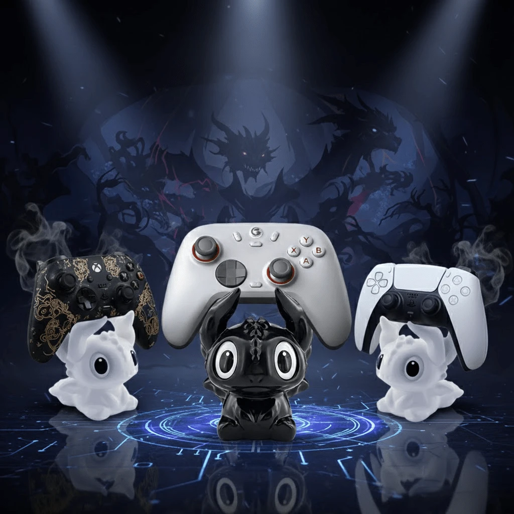 龙骑士主题手柄支架，兼容Switch及其他游戏手柄，高品质PVC材质，创意桌面收纳装饰及游戏配件，是馈赠亲朋好友的理想节日礼物 - 彩色 - 查看 1