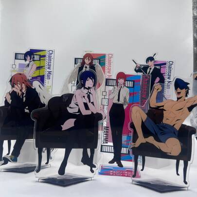 电影：蕾泽篇亚克力立牌 - 电次、帕瓦、早川秋、真纪真、蕾泽 高级动漫桌面展示架、收藏立牌、双面艺术盘、桌面装饰、宅男礼物、角色扮演房间装饰、限定版动漫周边