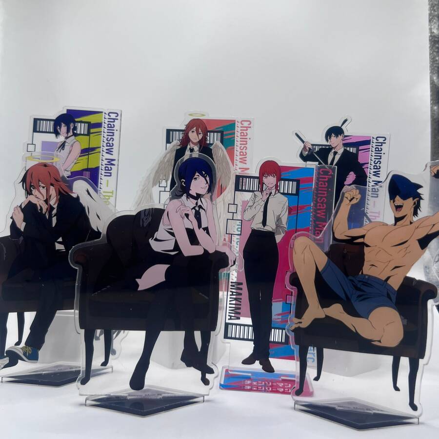 电影：蕾泽篇亚克力立牌 - 电次、帕瓦、早川秋、真纪真、蕾泽 高级动漫桌面展示架、收藏立牌、双面艺术盘、桌面装饰、宅男礼物、角色扮演房间装饰、限定版动漫周边