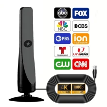 240+ Mile Range Local Channel Reception, 2025 New HDTV Antenna, 4K 1080P Digital TV Antenna, 360° Long Distance Reception, For Home TV, Car TV, RV, Boat, TV Signal Reception, Compatible With Old Digital TVs, Includes 10ft Coaxial Cable - Black - View 10
