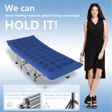 [Comfortable Folding Bed] 1 Extra-Large Heavy-Duty 75-Inch Folding Bed With Mattress, Camping Bed, Portable Folding Bed, Guest Bed, Suitable For Teenagers, Adults, Travelers, Gardens, Balconies, Camping Gear And Equipment. - 小號灰色-不含床墊 - 查看 8