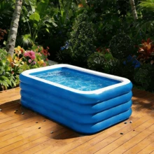 1 bể bơi bơm hơi 4 lớp cỡ lớn và dày, kích thước 120 x 68 x 27 inch, chất liệu PVC bền chắc, phù hợp cho người lớn, sân sau, vườn, công viên nước mùa xuân/hè, có thể gấp gọn, dễ mang theo, màu xanh dương/xanh lá cây/cam, món quà tuyệt vời cho ngày Valentine. - Nhiều màu - Xem 10