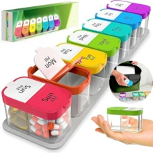 7/31-Day Portable Pill Organizer With Dividers - Easy To Label, Pill Organizer, Suitable For Vitamins, Supplements, Tablets - Ideal For Travel, Home, Or Doctor's Office Use, Compact Design, Durable Construction, Vibrant Color Storage Box - màu sắc - Xem 13