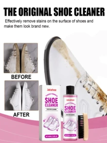jakehoe 1pc Suede Cleaner - Suede, Nubuck, Leather Cleaning & Care Liquid, Includes Brush & Cloth (100ML) - Deep Cleans Dirt, Stains & Water Marks On Velvet, Leather, Fabric & Canvas Shoes - Multicolor - View 4