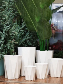 1个简约白色菱形花盆，加厚高品质透气仿陶瓷塑料花盆，家用 - 白色 - 查看 1