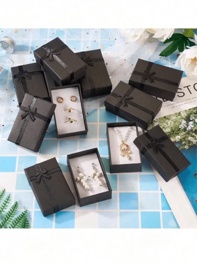 24/10/1 Jewelry Gift Box Set: Empty Jewelry Box, Suitable For Holding Small Gifts, Available In Multiple Colors, Comes With Ribbon Bow, Applicable For Anniversary, Wedding, Birthday, Jewelry Display And Packaging, As Well As Beading And Jewelry Making.,Room Decor