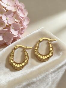 Pendientes de acero inoxidable sólido, joyería de acero inoxidable, pendientes de mujer, pendientes de hipófisis, pendientes redondos con bisagra chapados en oro, bambú, textura, corte de diamante, hexagonal, cuadrado, redondo, forma de mariposa, diseño, pendientes hipoalergénicos sólidos adecuados para oídos sensibles, accesorios de encanto de mujer, joyería de moda de Oriente Medio, joyería y accesorios decorativos de Ramadán, regalos de fiesta y festival (1/3 pares) - Multicolor - Ver 3