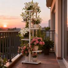 Indoor/Outdoor Metal Plant Stand 7/6/5/4 Tier Plant Stand---Features Rust-Proof Coating For Durability And Strength. Even Grid Layout EnsuresIdeal For Patios, Corner Balconies, Living Rooms, Studies, And More. Available In Multiple Colors. - White/6 Layers - View 8
