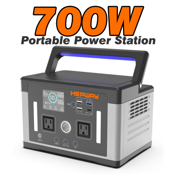 Hepway Portable Power Station700W , 12lb Large Capacity Solar Power Bank, Power Charger 577Wh Lithium Battery Fast Charging With 700W AC Outlet Solar Generator  600W Peak2400W For CPAP RV Travel Outdoor Camping Charging Station & Home Emergency Power Backup Mobile Portable Power Bank