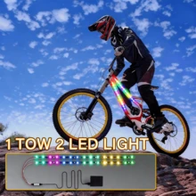 2-In-1 RGB Color-Changing LED Bicycle Light, Battery-Powered Frame Light, Improves Visibility While Riding At Night, Suitable For Bicycles, Scooters, Tricycles, Etc., Colorful Decorative Bicycle Light, Battery-Powered LED Light, Bicycle Accessory, Batteries Not Included, Christmas Gift. - 2-in-1 RGB Color-changing LED Bicycle Light - View 4
