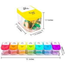 7/31-Day Portable Pill Organizer With Dividers - Easy To Label, Pill Organizer, Suitable For Vitamins, Supplements, Tablets - Ideal For Travel, Home, Or Doctor's Office Use, Compact Design, Durable Construction, Vibrant Color Storage Box - màu sắc - Xem 4