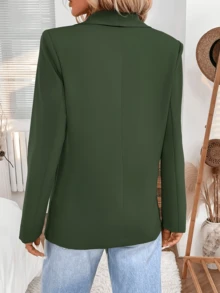 Women's Blazer - Solid Color, Single Button, With Pockets, Raglan Sleeves, Long Sleeves, All-Season Office/Business Casual Style, Versatile Women's Cardigan. - màu xanh lá - Xem 4