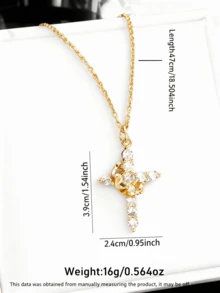 1件金色十字架项链，简约宗教饰品，适合女性日常或户外佩戴，基督教女性礼物 - Type D - 查看 12