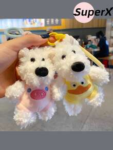 West Highland White Terrier Plush Keychain, Cute Cartoon Puppy Keychain. - Hijau - View 2