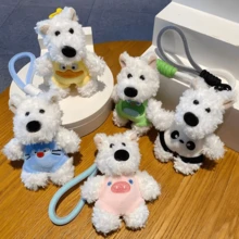 West Highland White Terrier Plush Keychain, Cute Cartoon Puppy Keychain. - Putih - View 7