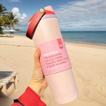 0wla'a 30oz Stainless Steel Water Bottle/Coffee Mug/Car Mug - Convenient And Portable Multi-Purpose Water Cup - Perfect For Cars, Homes, Work, And Travel, Suitable For Drinking Hot And Cold Beverages, Easy To Clean, Double-Mouth Bottle, Suitable For Home/Office/Gym. - Hồng - Xem 2