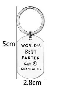 Men's World's Best Farter Father's Day Metal Keychain Gift For Dad Backpack Pendant Bag Charm Purse Charm Keyring - Silver - View 5