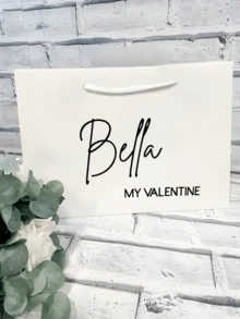 1pc Customizable Name Gift Bag, Customizable Bridesmaid Gift Bag, Customizable Valentine's Day Gift Box, Customizable Elegant White Name Gift Bag, Personalized Valentine's Day Gift Bag Souvenir Bag - Multicolor - View 4