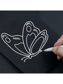 6支装白色、金色、银色中性细头素描笔，荧光色，大容量，一次性使用，适用于艺术、绘画、设计、插画、美术用品，返校必备 - 彩色 - 查看 6