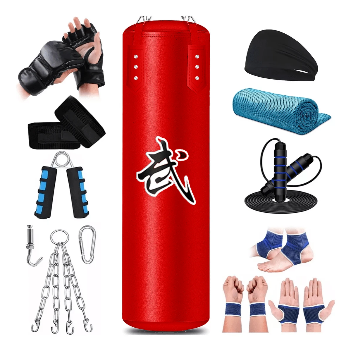 Saco de boxeo profesional Saco de boxeo con guantes de boxeo Colores Negro y Rojo - Rojo - Ver 1