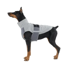1 pieza Chaqueta de invierno ligera para perros, abrigo impermeable para perros adecuado para perros medianos/grandes, ropa de nieve para mascotas con cuello plegable, rayas reflectantes, orificio para correa y gancho y bucle ajustable - Gris - Ver 12