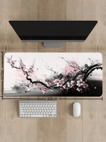 1pc Cute Sakura Floral Anime Landscape Rubber Mouse Pad, Universal Keyboard & Mouse Mat, Suitable For Computer, Desk, Floor, Gift For Boyfriend/Girlfriend, Gaming Mouse Pad - Color - View 2