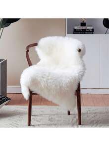 1pc Faux Fur Chair Cover, White, Beige Fluffy Carpet, Soft Bedroom Carpet, Plush Carpet, Living Room Shaggy Carpet, Thick Carpet, Furry Carpet, Autumn/Winter Carpet - White - View 1