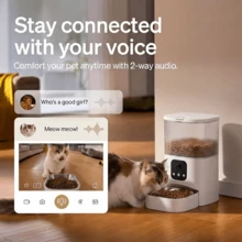 新一代自动喂猫器，带监控摄像头，AI远程喂猫，双电源供电：USB和电池，2.4G WiFi自动喂狗器，夜视功能，猫粮分配器 - 3L - 查看 2