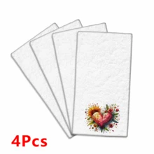 2/4 Pcs Heart Pattern Dish Towels, Super Absorbent Microfiber Modern Dish Cloths, Cooking & Baking Tea Towels, Washcloths, Hand Towels, Highly Soft & Absorbent, Kitchen Decor, Gifts For Neighbors, Moms, Birthdays, Housewarming For Friends, Kitchen Essentials, Daily Necessities - Multicolor - View 12