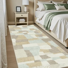 1pc Geometric Color Block Patchwork Rug, Moroccan Carpet, Suitable For Bathroom, Kitchen, Entryway, Hallway, Bedside, Living Room, Bedroom, All Season Machine Washable Decorative Floor Mat - Multicolor - View 7