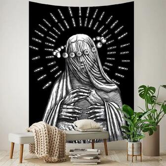 Juego de tapices con diseño de Dios, tapices de arte gótico, tapices de pared lavables, grandes tapices colgantes, banderas para decoración de habitaciones, hogar, fiestas como regalos para mujeres, hombres y amigos en cumpleaños, Día de San Valentín, incluye paquete de instalación gratuita