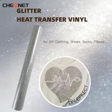 CHEONET Glitzer Transferfolie Rolle - Leuchtende Mehrfarben-Transferfolie zum Selbermachen von Stoffnamensschildern, T-Shirts und Partydekoration, einfach zu schneiden, perfekte Bügel-Folie für DIY Stoffprojekte und Bekleidungsdesign