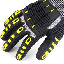 Vmingo 1 Par Guante Industrial Resistente Antiderrape Anticorte Nivel 5 Construcción Guantes De Trabajo Protección TPR Impactos Resistentes Mecánico Abrasión Industriales Antideslizantes Reforzados Nudillos Ajuste De Impacto Maquinaria Carpinteria - Mediano - Ver 3