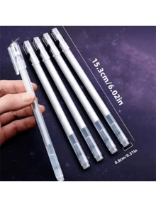 6支装白色、金色、银色中性细头素描笔，荧光色，大容量，一次性使用，适用于艺术、绘画、设计、插画、美术用品，返校必备 - 彩色 - 查看 2