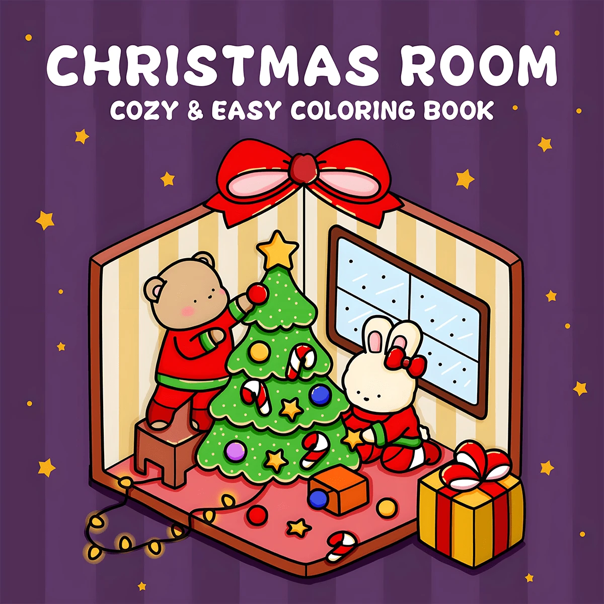 GDTME 1 页【节日】涂色书，24 页厚内页，7.87 * 7.87 英寸，推荐初学者绘画，有趣的图案，放松身心，线条干净流畅，是好朋友的绘画书，有助于缓解压力，适合作为文具和学习用品。 - Christmas Room - 查看 1