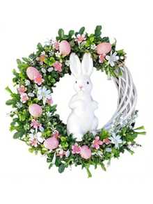 1pc Easter Bunny Wreath Decoration, Home Decor Accessory - Multicolor - View 4