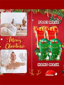 4 双装 - 圣诞礼物保湿手足护理套装，保湿手套和袜子，适用于手足护理、足部SPA派对用品、圣诞袜填充物、自我护理礼物 - 彩色 - 查看 6
