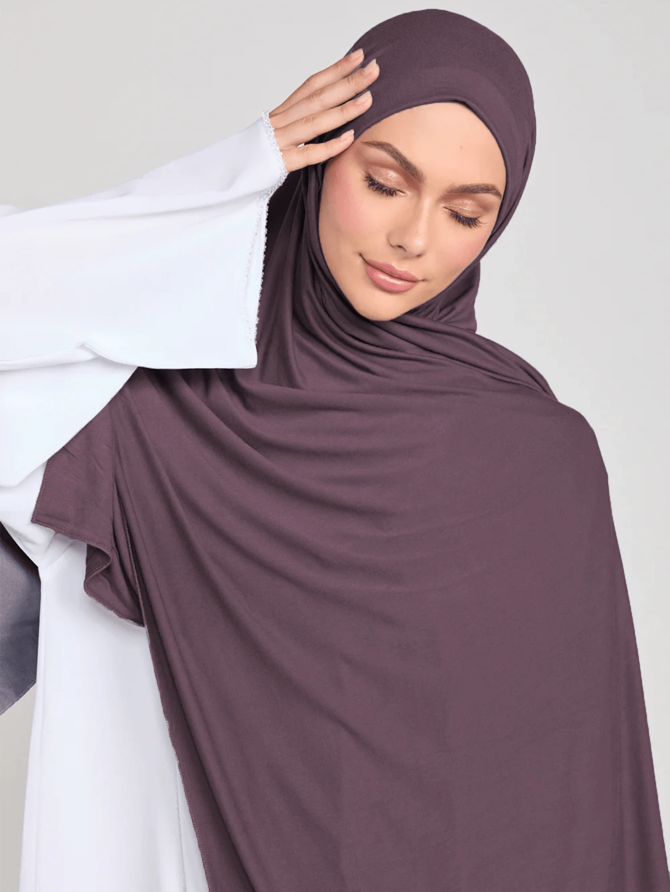 1pc Solid Color Elegant & Soft Scarf, Women's Modal Cotton Comfortable Multifunctional Headscarf, Suitable For Daily Wear - Dark Purple - View 1