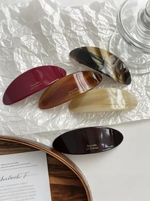 5pcs/1pc Acrylic Flat Oval 9.8cm Hair Clips, Fashion Hair Accessories, Ponytail Clips, Minimalist Hair Barrettes, Suitable For Short Fluffy Hair, Daily Wear, Holiday Gift, Head Accessories - Multicolor - View 4