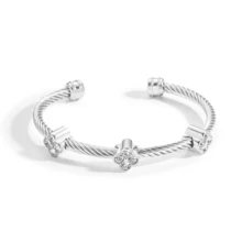 1 chiếc vòng tay thép titan dạng xoắn mở hoặc có thể điều chỉnh kích thước dành cho nữ, kiểu dáng thời trang và thanh lịch, đính đá zirconia lấp lánh hình hoa, món quà lý tưởng cho Ngày Valentine, các ngày lễ, kỷ niệm, hoặc các bữa tiệc hàng ngày. - vòng tay dây thừng - Xem 14