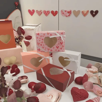 6pcs Valentine'S Day Treat Boxes, Valentine Heart Boxes With Window Gift Boxes, Heart Gift Boxes Heart Containers For Valentine Party Weddings And Favors, Valentine's Day Party, Home Decor, Home Gifts