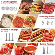 12pcs Stainless Steel Meat Grinder Attachment Kit For KitchenAid Stand Mixers, Multi-Functional Home Kitchen Accessory With Sausage Stuffer Tubes & Cleaning Brush, F-Ood-Grade Durable Metal For Meat Mincing & Sausage Making, Easy To Install & Clean - Silver - View 8