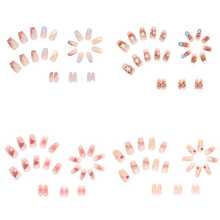 4 Boxes 96Pcs Short Squoval Press On Nails 24PCS Geometric Chic Design Press On Nails In Soft Sweet Nude, Short Ballerina Oval False Nails, Elegant & Fresh Spring  Style Fake Nails For Women, Girls & Wholesale, Ready-To-Wear For Daily, Date, Party Manicure.Acrylic Nail Kit,Uñas Postiza,New Years,Nails Short. - 混合裝450 - 查看 7