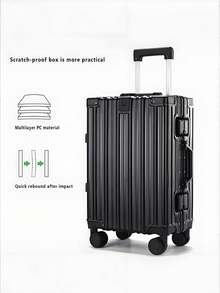 Vali xách tay 20 inch, vỏ cứng ABS với bánh xe kép xoay 360 độ, vali kéo có thể mở rộng với khóa TSA, vali xách tay khung nhôm (ABC+Aluminum) và bánh xe xoay 360 độ, quà tặng ngày Valentine, đồ dùng cần thiết cho chuyến đi mùa đông, quà tặng cho nữ, quà tặng cho nam, quà tặng cho mẹ - màu đen - Xem 3