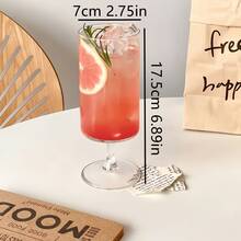 1 pieza Vaso de vidrio transparente, vaso de bebida con tallo corto, adecuado para agua, café, vaso de vidrio moderno, apto para el hogar, bar, restaurante, regalo ideal para amigos, parejas en el Día de San Valentín - Multicolor - Ver 2