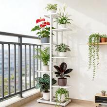 7/6/5/4 Tier Plant Stand - Home Garden Decor & Plant Storage Rack - Creative Pot Organizer Stunning Design, Perfect For Indoor/Outdoor Decor Space-Saving Indoor/Outdoor Plant Stand - Bảy lớp màu trắng - Xem 3