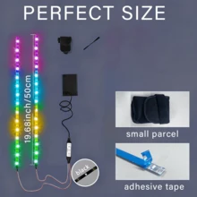 RGB LED Light Strip For Bicycles (2-In-1), 15 LEDs, Suitable For Mountain Bikes And Scooters, Night Riding Warning And Decorative Light, Adjustable Color, 19 Dynamic Modes, 20 Static Lighting Modes, USB Powered, Suitable For Outdoor Bicycle Lighting Accessories, New And Stylish Ambient Decorative Light, Christmas Gift. - RGB LED Light Strip for Bicycles (2-in-1) - View 3
