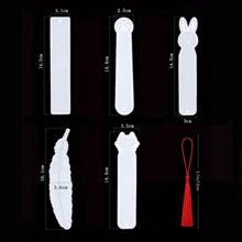 5pcs DIY Resin Bookmark Mold Kit, Includes 20pcs Random Color Tassels - Silicone Epoxy Resin Casting Mold, Can Make Rabbit, Cat, Feather And Rectangle Shapes - Great For Handmade Crafts - Apricot - View 8
