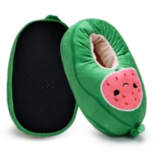Kids Casual Warm Fluffy Cotton Slippers Cute Animal Soft Winter Home Shoes Non Slip Round Toe Indoor Slide Toddler Slippers For Boys And Girls - Dưa hấu xanh - Xem 6