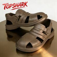 TopShark Sandalias de moda para hombre: Detalles cosidos a mano, diseño versátil, ligeras y transpirables, ideales para camping, viajes cortos, paseos por la playa, ropa informal de oficina y uso diario. Resistentes y con un estilo único - Marrón Chocolate - Ver 1